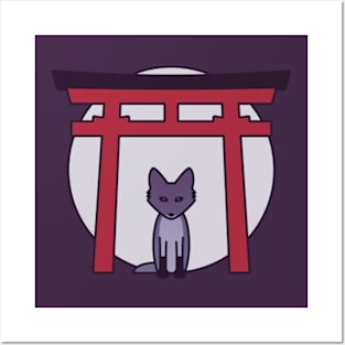 Kitsune - Fox Visits Shrine in Japan Posters and Art